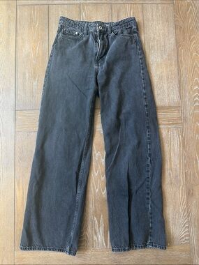 & Denim  Black Wide-Leg Jeans